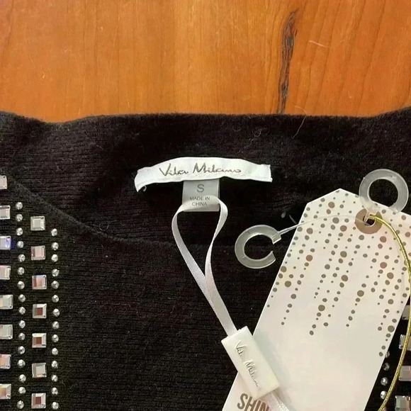 Vila Milano black sweater with rhinestones, NWT size Small - Picture 3 of 4